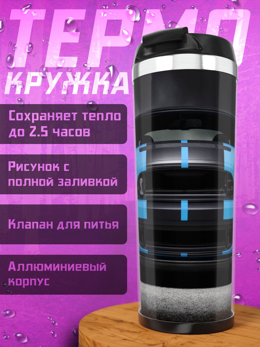 Термокружка Синий маслкар Ford