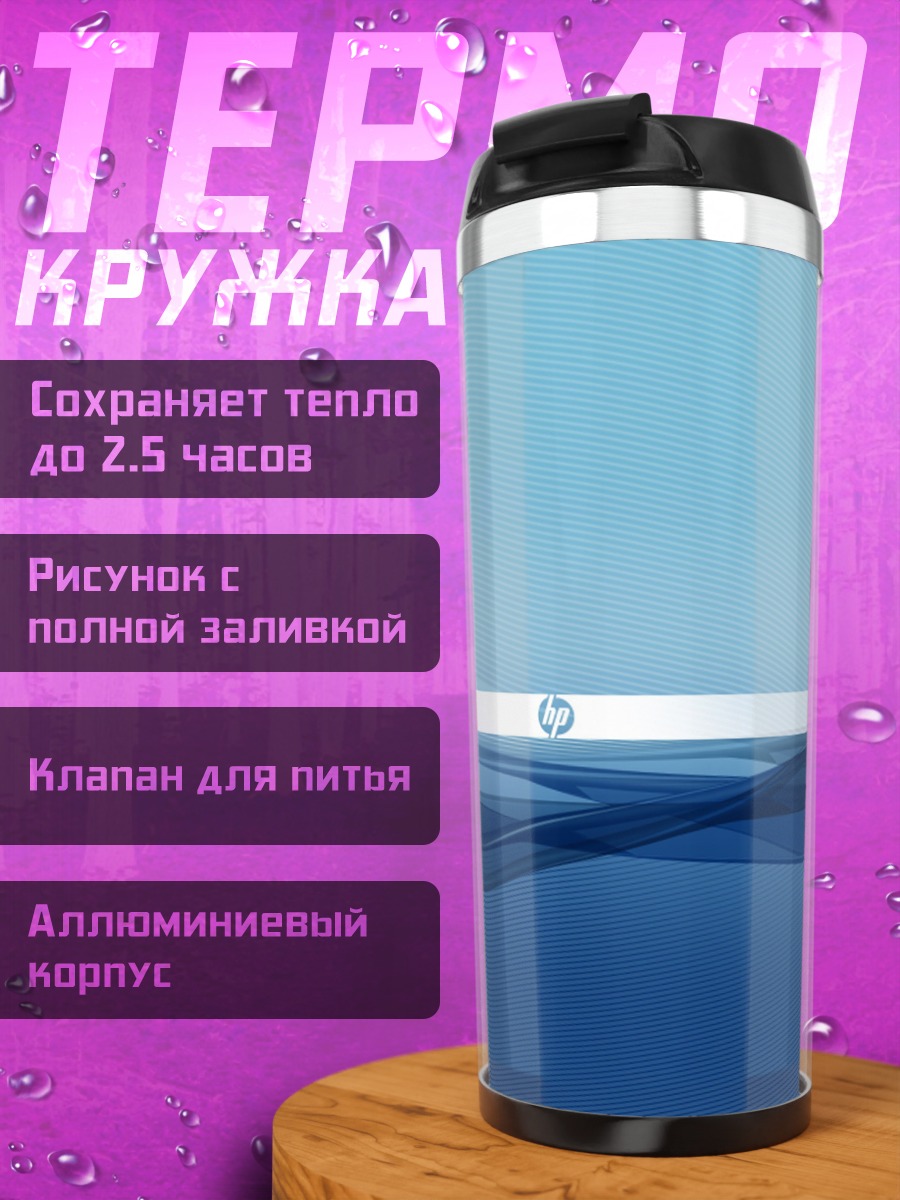 Термокружка Абстрактные синие волны