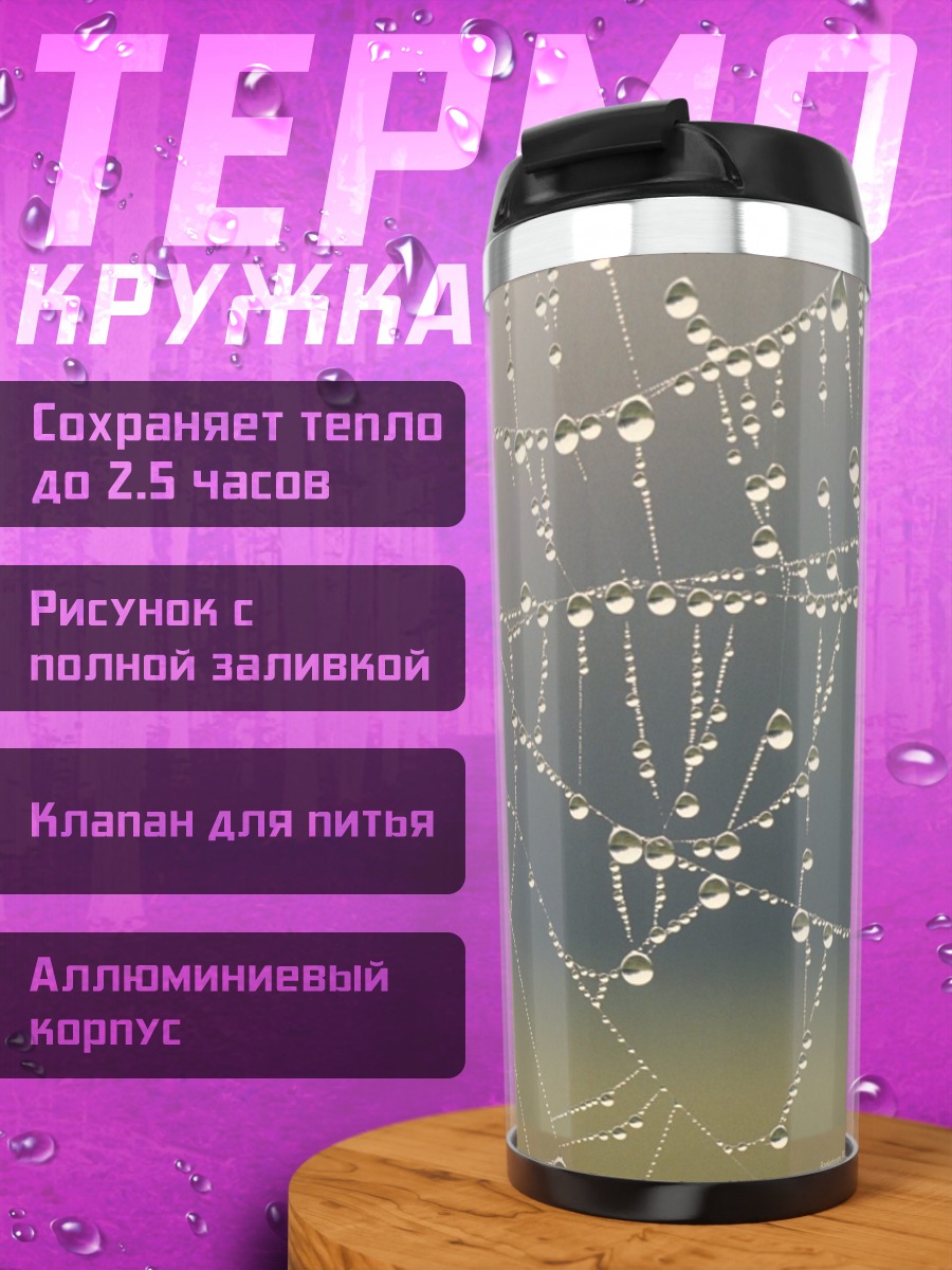 Термокружка паутина с каплями