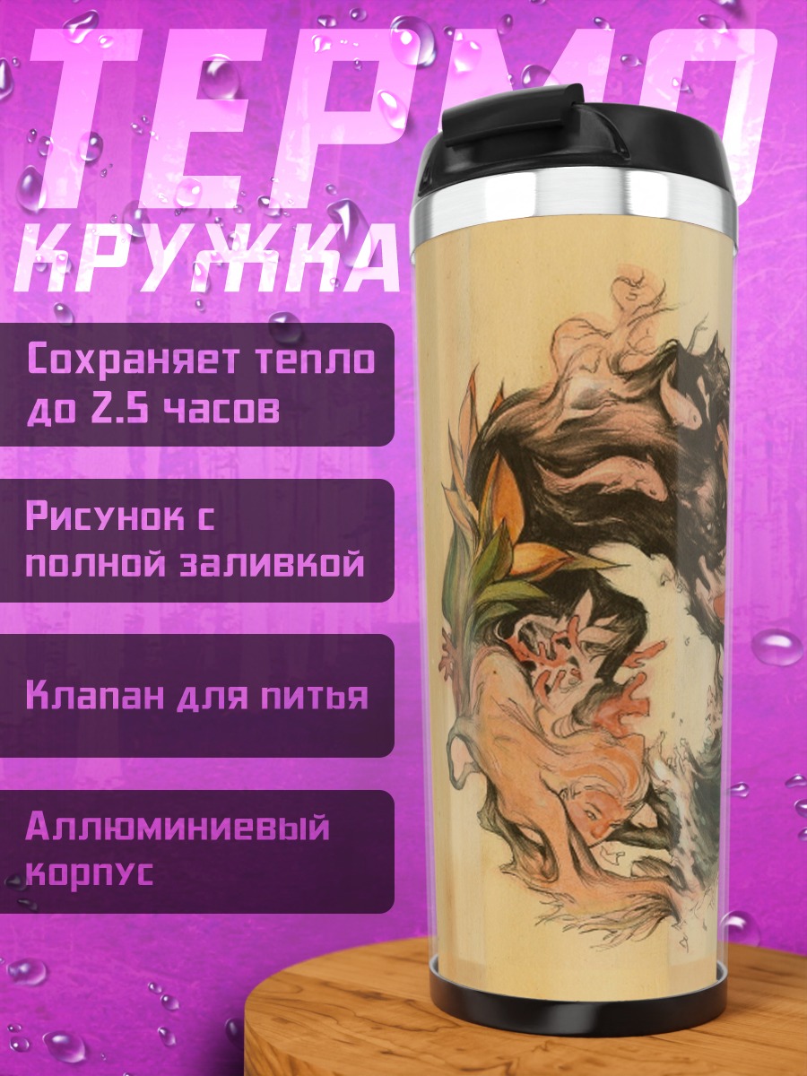 Термокружка Цветочный узор