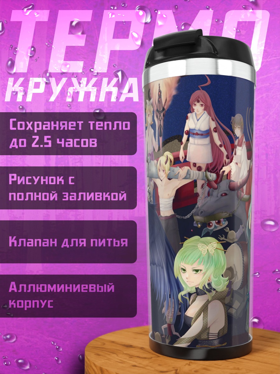 Термокружка Аниме персонажи коллаж