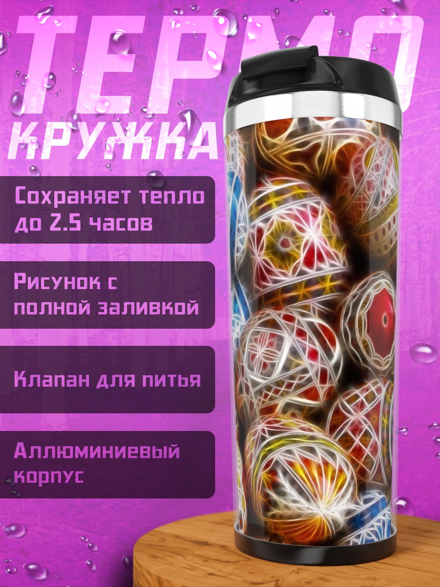 Термокружка Пасхальные яйца узоры