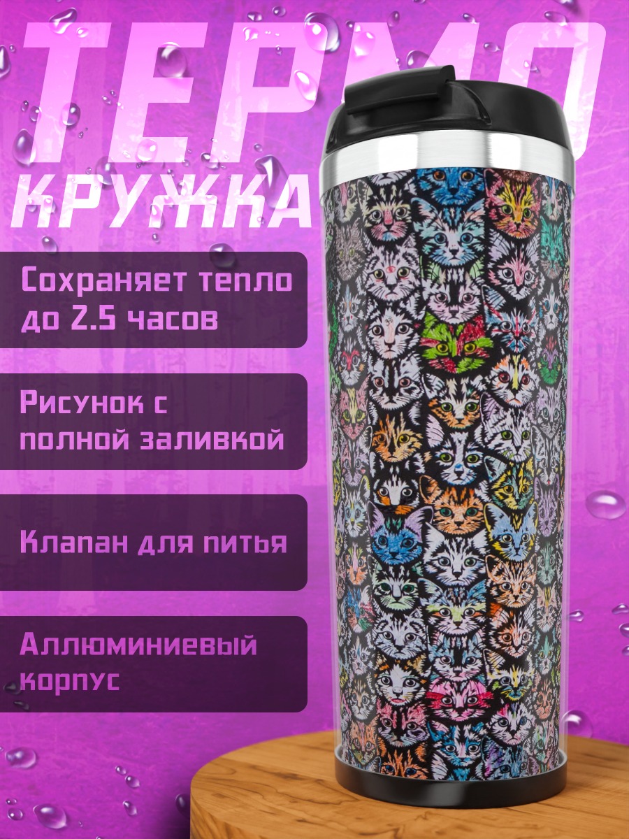 Термокружка бесконечные котики