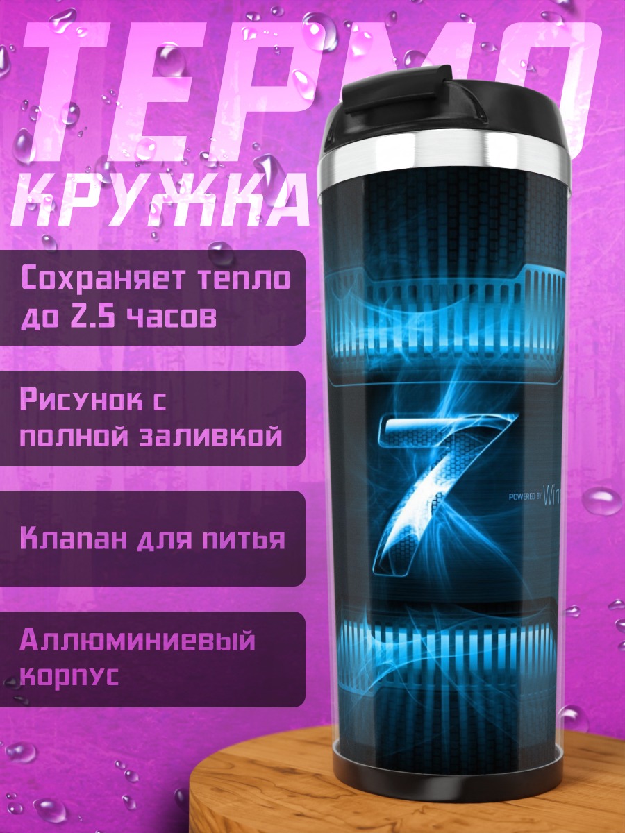 Термокружка Синий кибернетический узор
