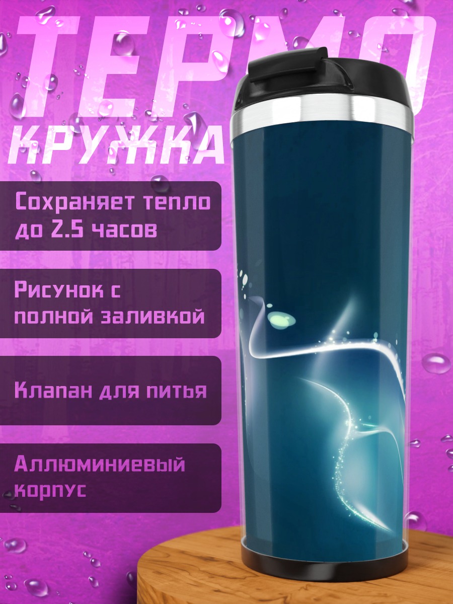 Термокружка абстрактный синий узор
