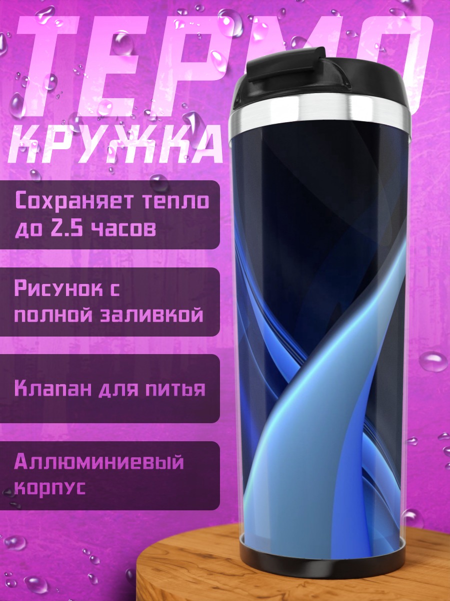 Термокружка абстрактные синие формы