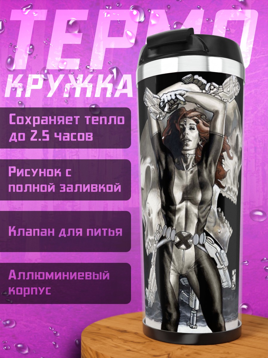 Термокружка девушка черепа