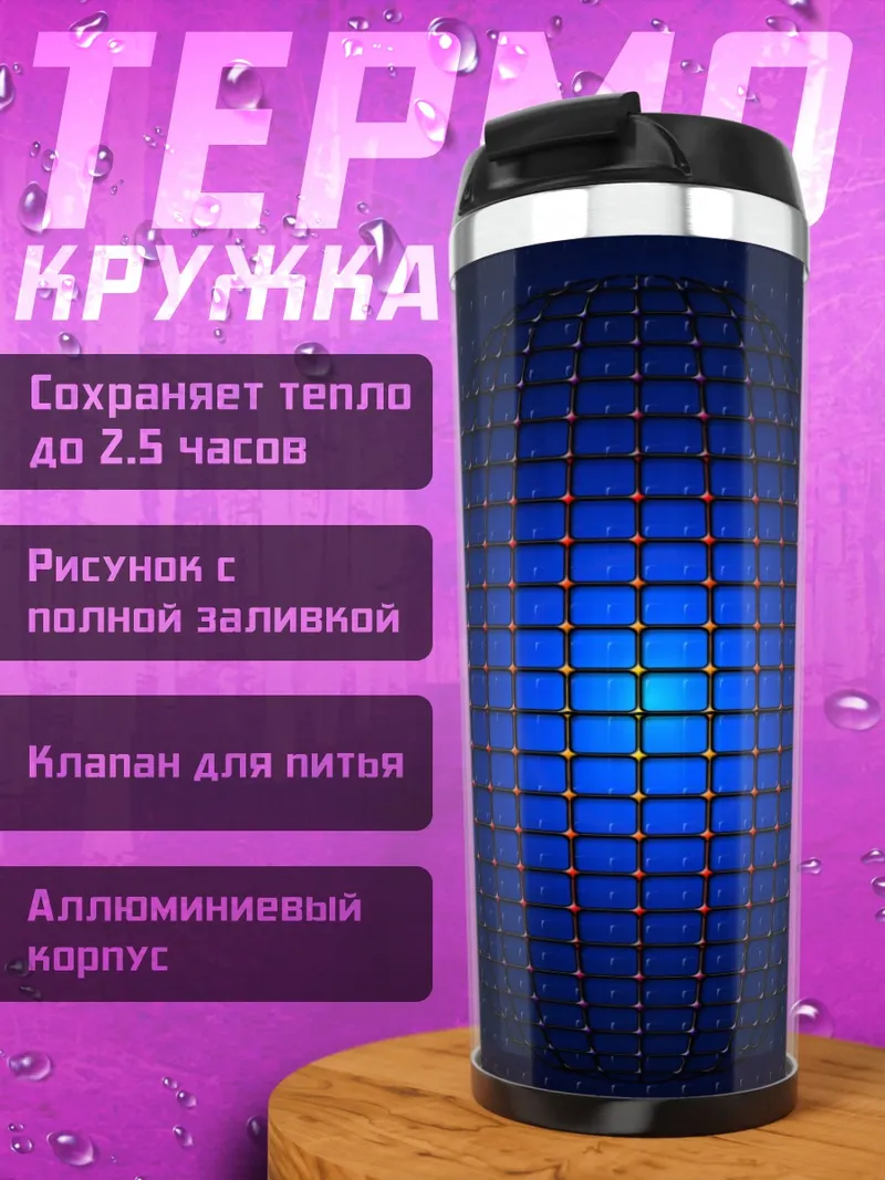 Термокружка Синяя сетка
