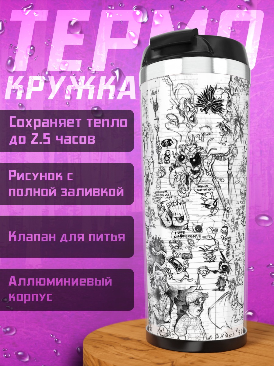 Термокружка Коллекция рисунков персонажей