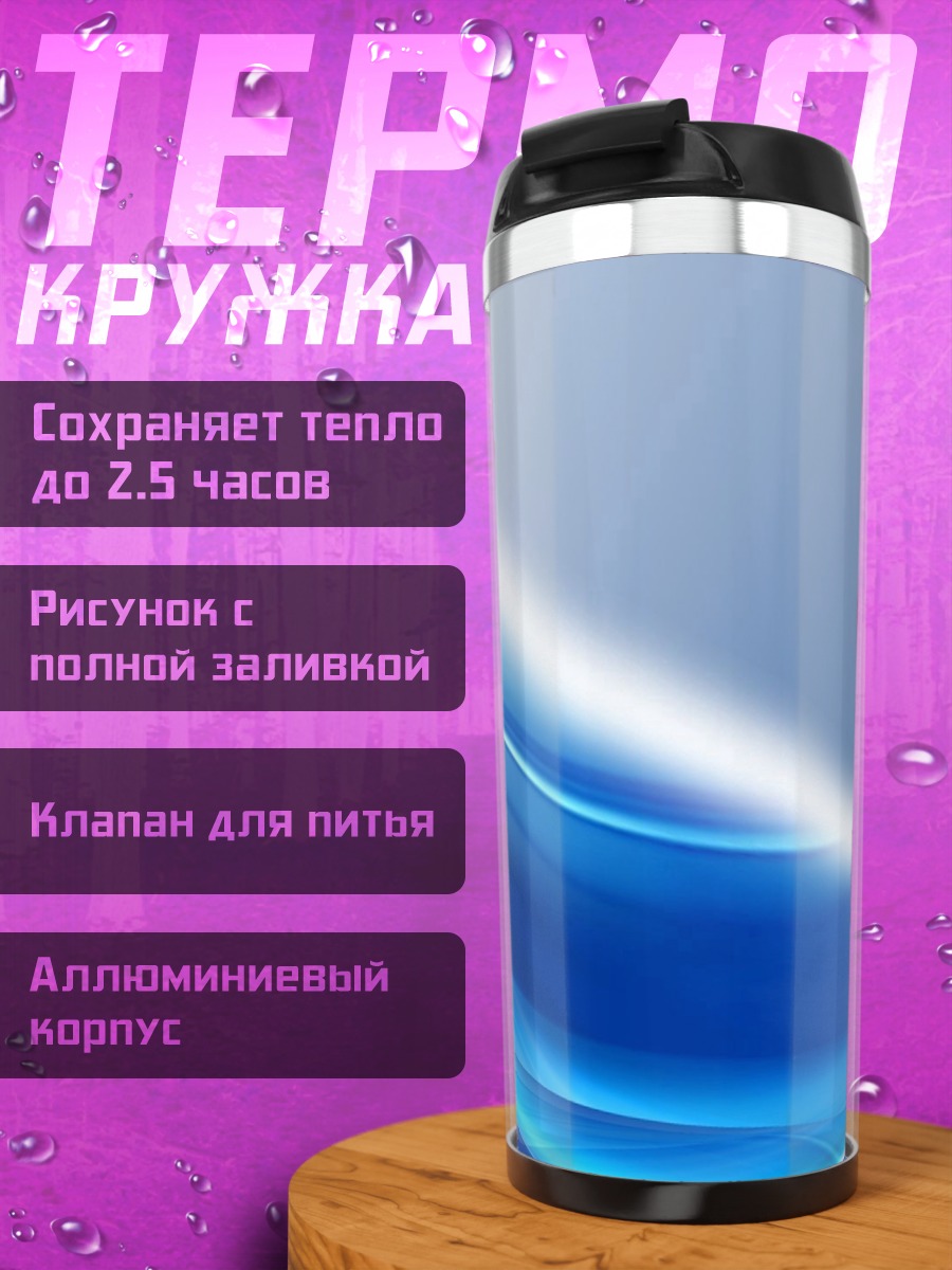 Термокружка синие волны