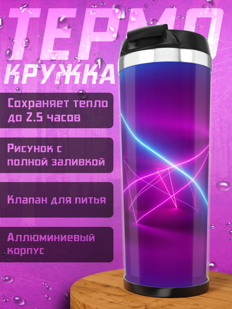 Термокружка Неоновые треугольники