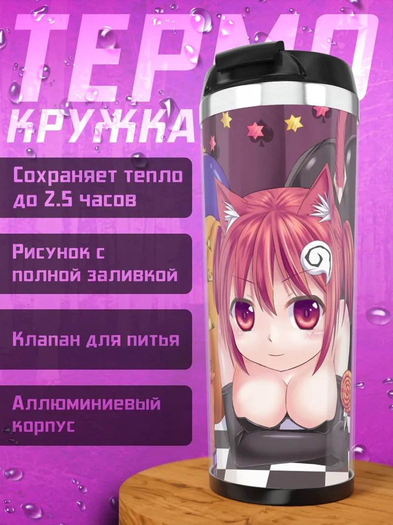 Термокружка Кошкодевочка со сладостями