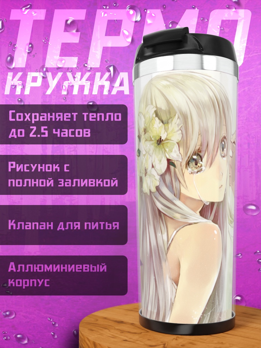Термокружка Девушка в цветах