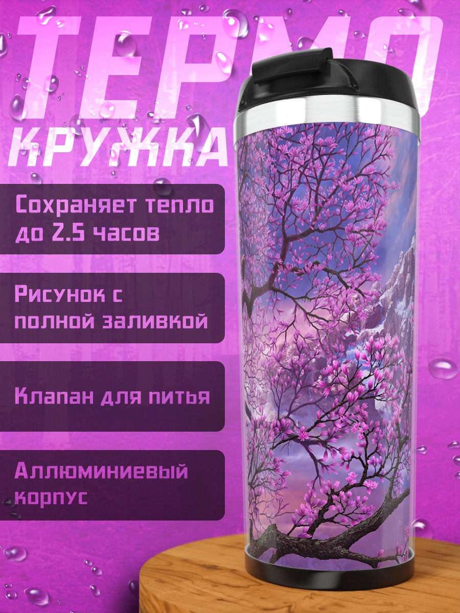 Термокружка Дракон в сакуре