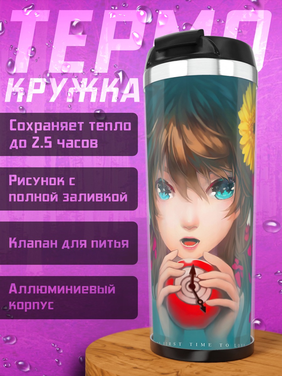 Термокружка Девушка в цветах