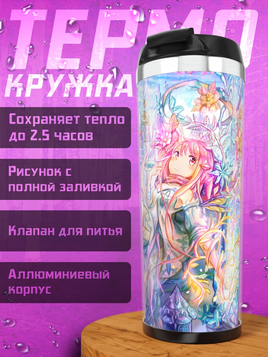 Термокружка Девушка в цветах