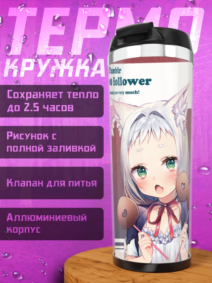 Термокружка Кошкодевочки со сладостями