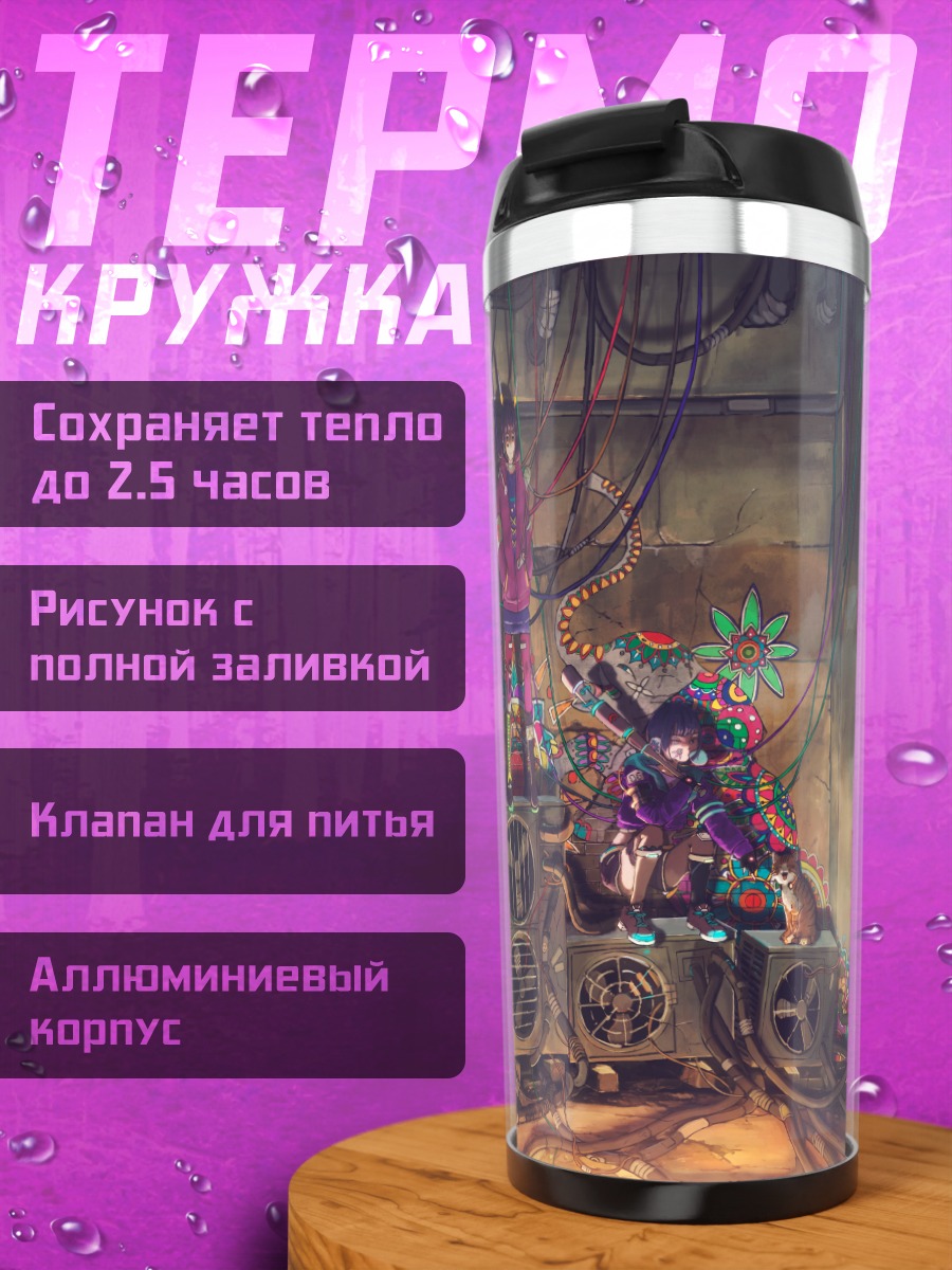 Термокружка Кот в наушниках