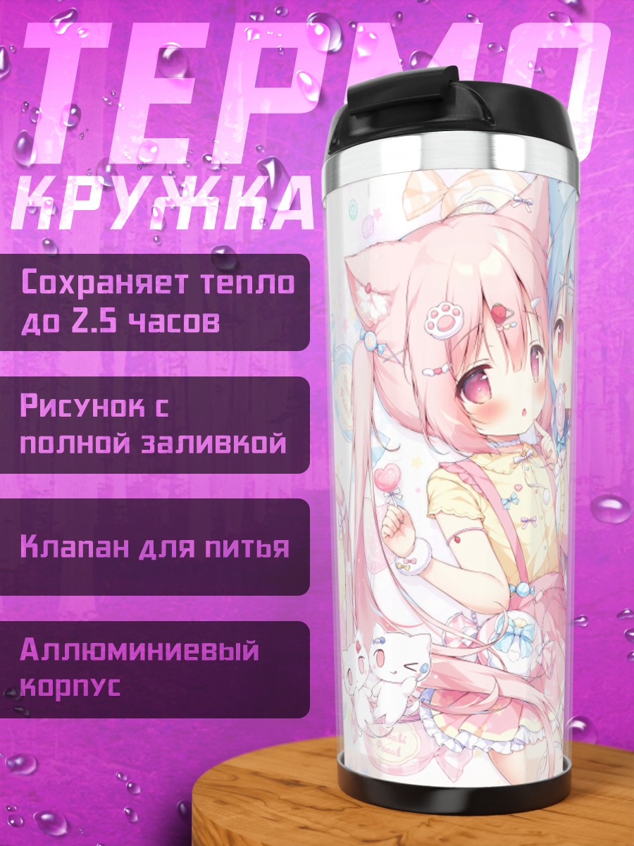 Термокружка Кошкодевочки со сладостями