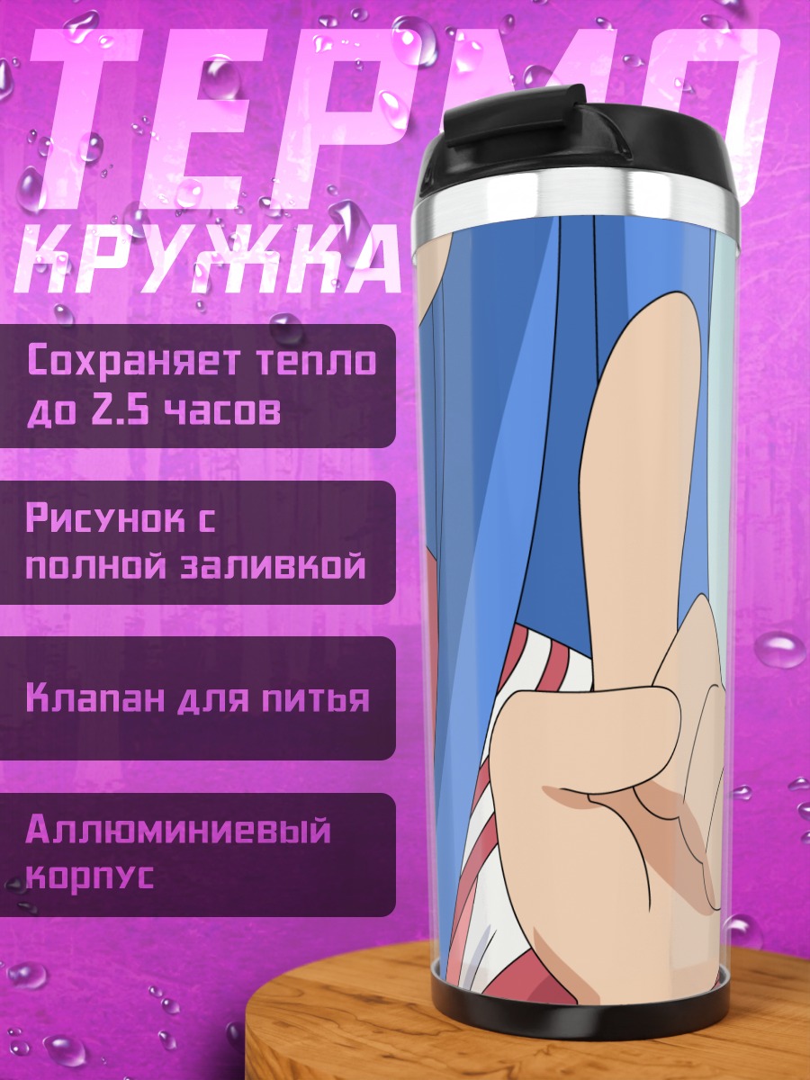 Термокружка Идзуми Коната указывает